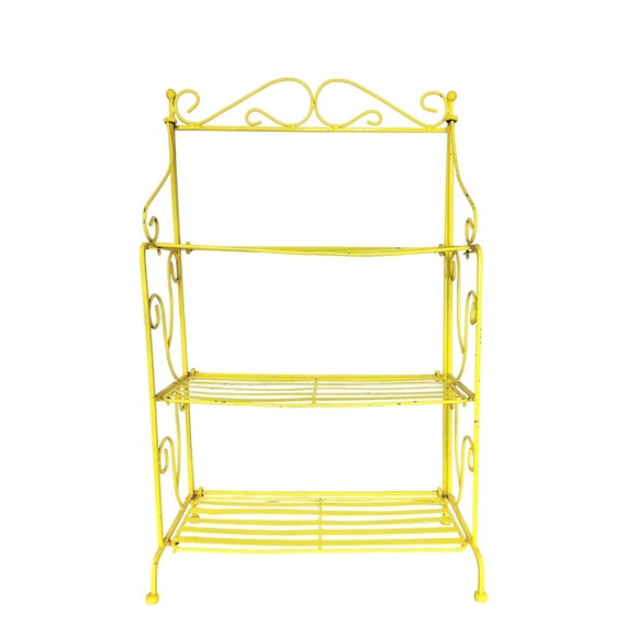 VTG 30s 40s Scroll Wrought Iron Three Shelf Patio Folding Bookcase Plant Stand - Picture 4 of 13